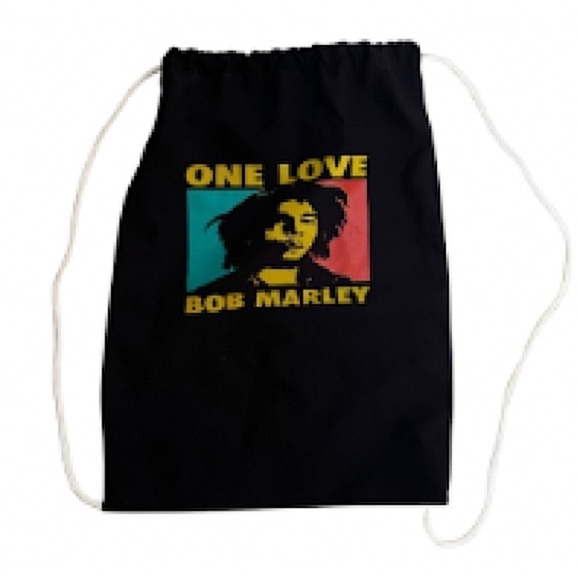 Bob Marley Black Drawstring Backpack 18x13 EUC - Picture 1 of 7